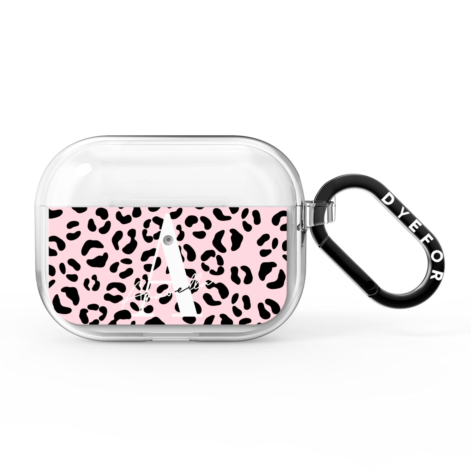 Personalised Leopard Print Pink Black AirPods Pro Clear Case