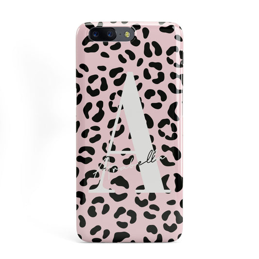 Personalised Leopard Print Pink Black OnePlus Case