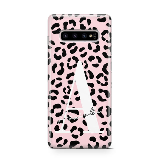 Personalised Leopard Print Pink Black Protective Samsung Galaxy Case