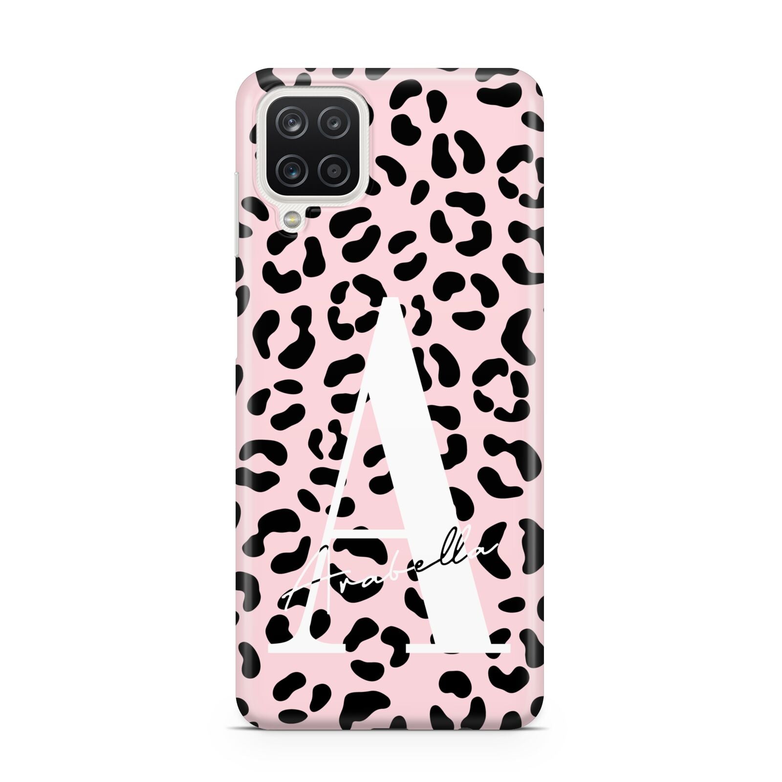 Personalised Leopard Print Pink Black Samsung A12 Case