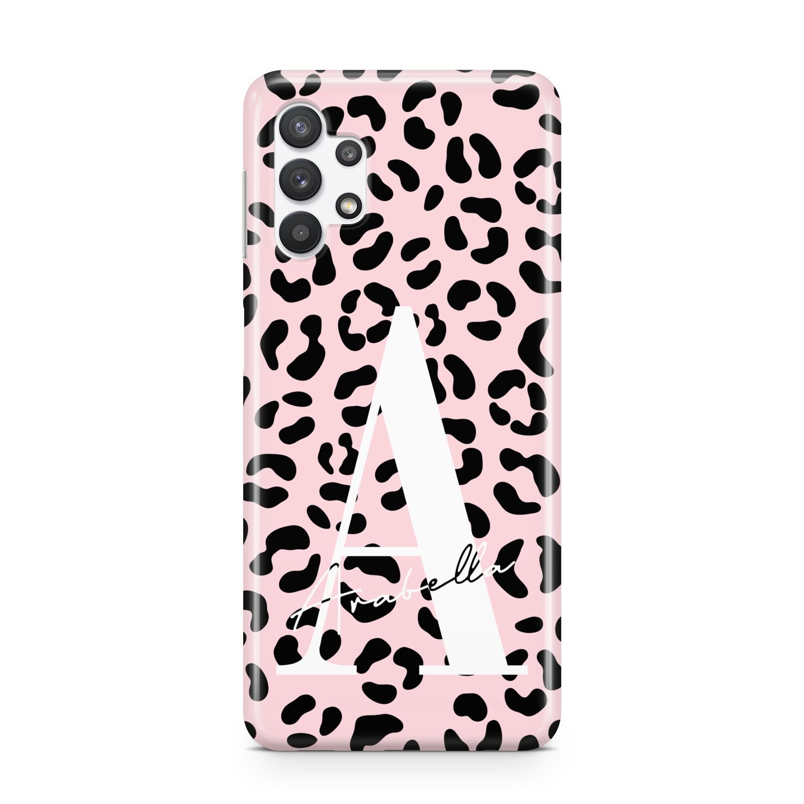 Personalised Leopard Print Pink Black Samsung A32 5G Case