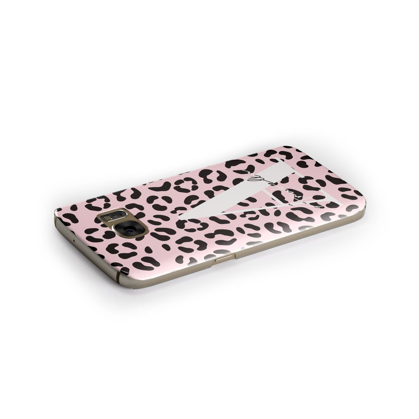 Personalised Leopard Print Pink Black Samsung Galaxy Case Side Close Up