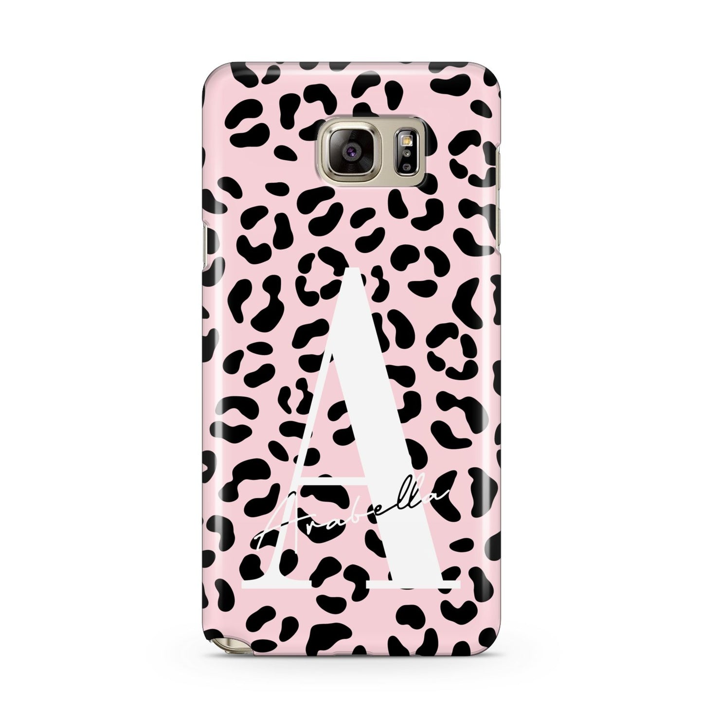 Personalised Leopard Print Pink Black Samsung Galaxy Note 5 Case