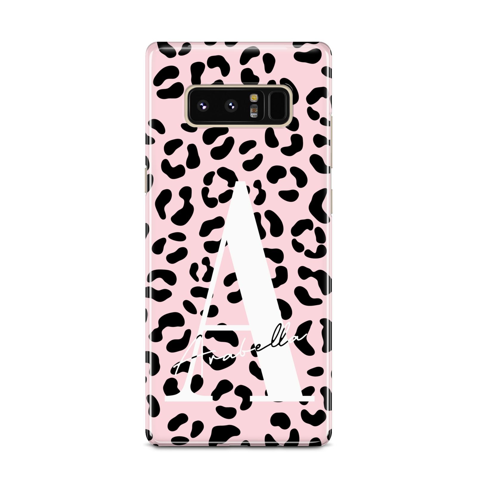 Personalised Leopard Print Pink Black Samsung Galaxy Note 8 Case