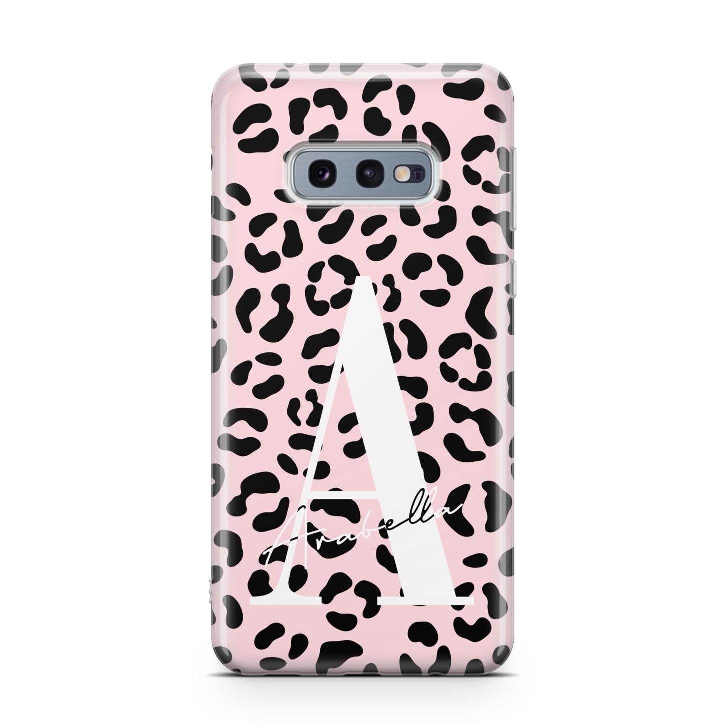 Personalised Leopard Print Pink Black Samsung Galaxy S10E Case