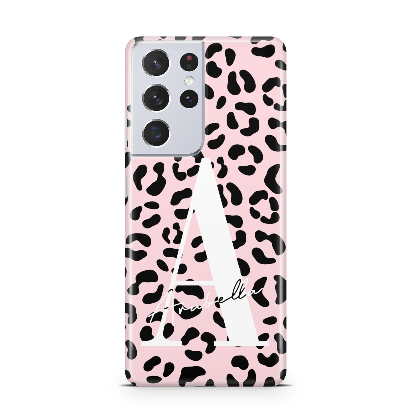 Personalised Leopard Print Pink Black Samsung S21 Ultra Case