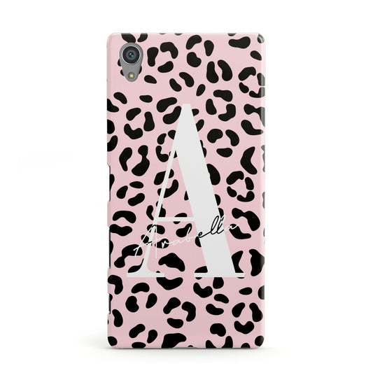 Personalised Leopard Print Pink Black Sony Xperia Case