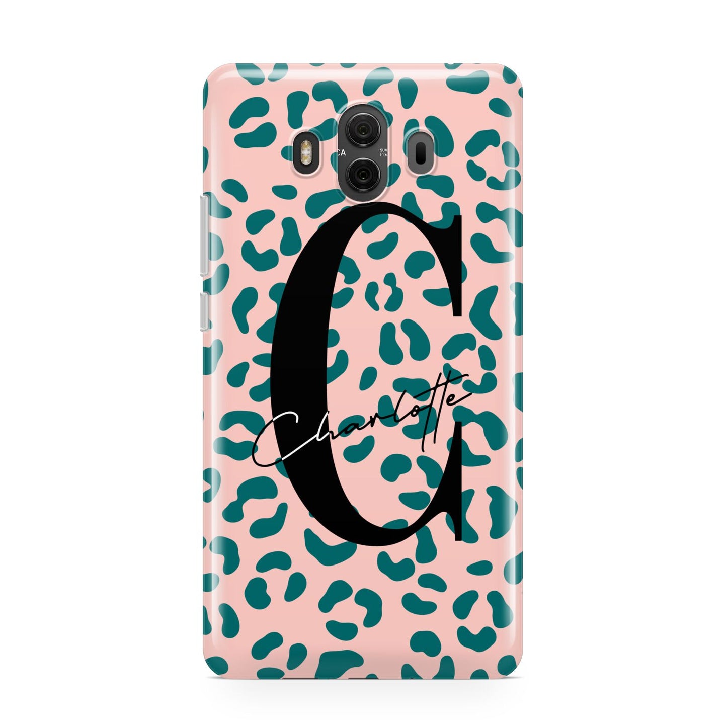 Personalised Leopard Print Pink Green Huawei Mate 10 Protective Phone Case