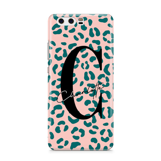 Personalised Leopard Print Pink Green Huawei P10 Phone Case