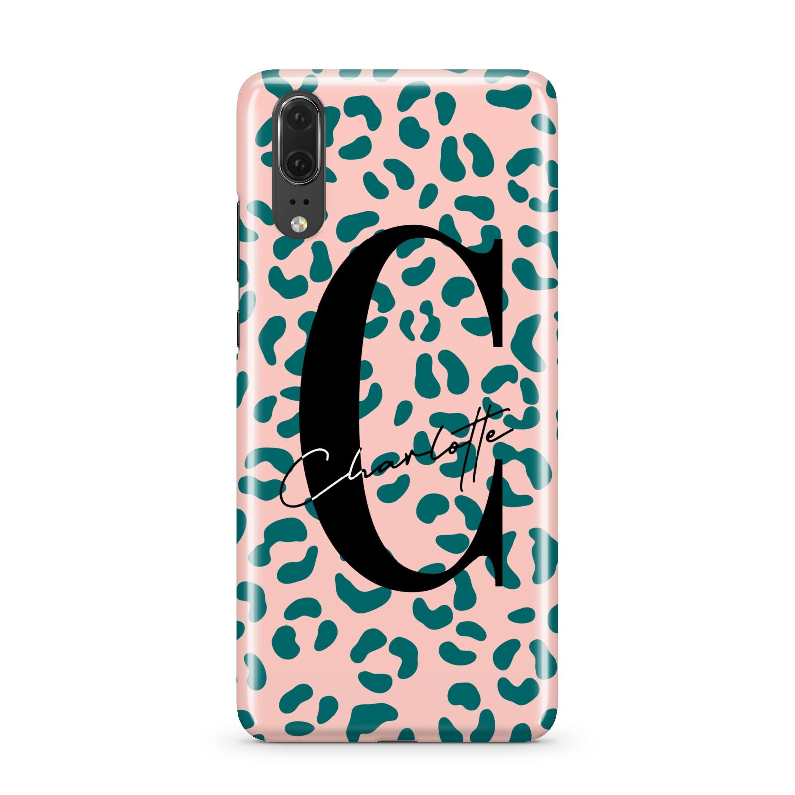 Personalised Leopard Print Pink Green Huawei P20 Phone Case