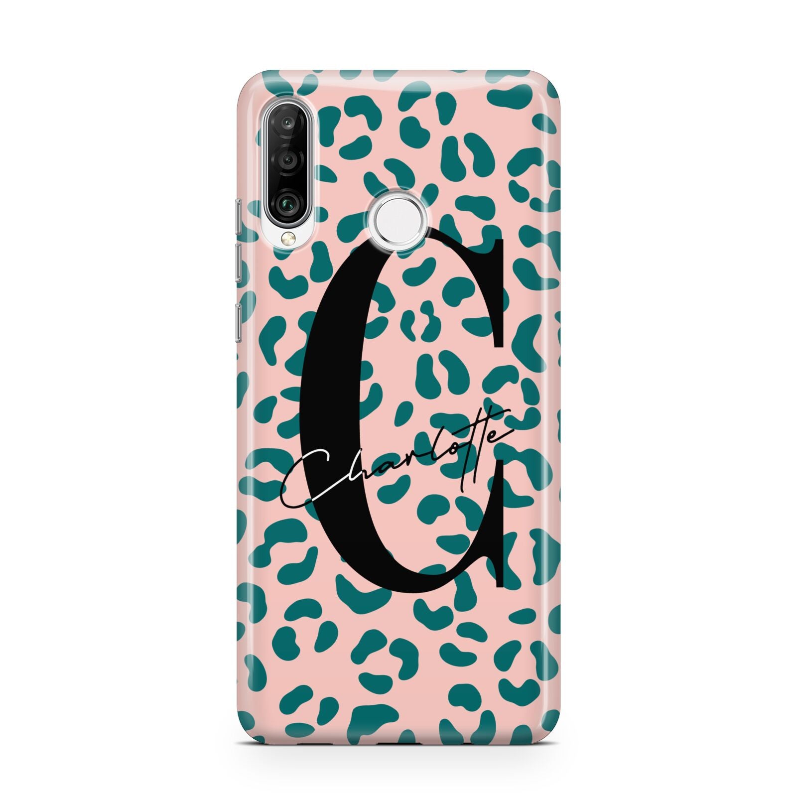 Personalised Leopard Print Pink Green Huawei P30 Lite Phone Case