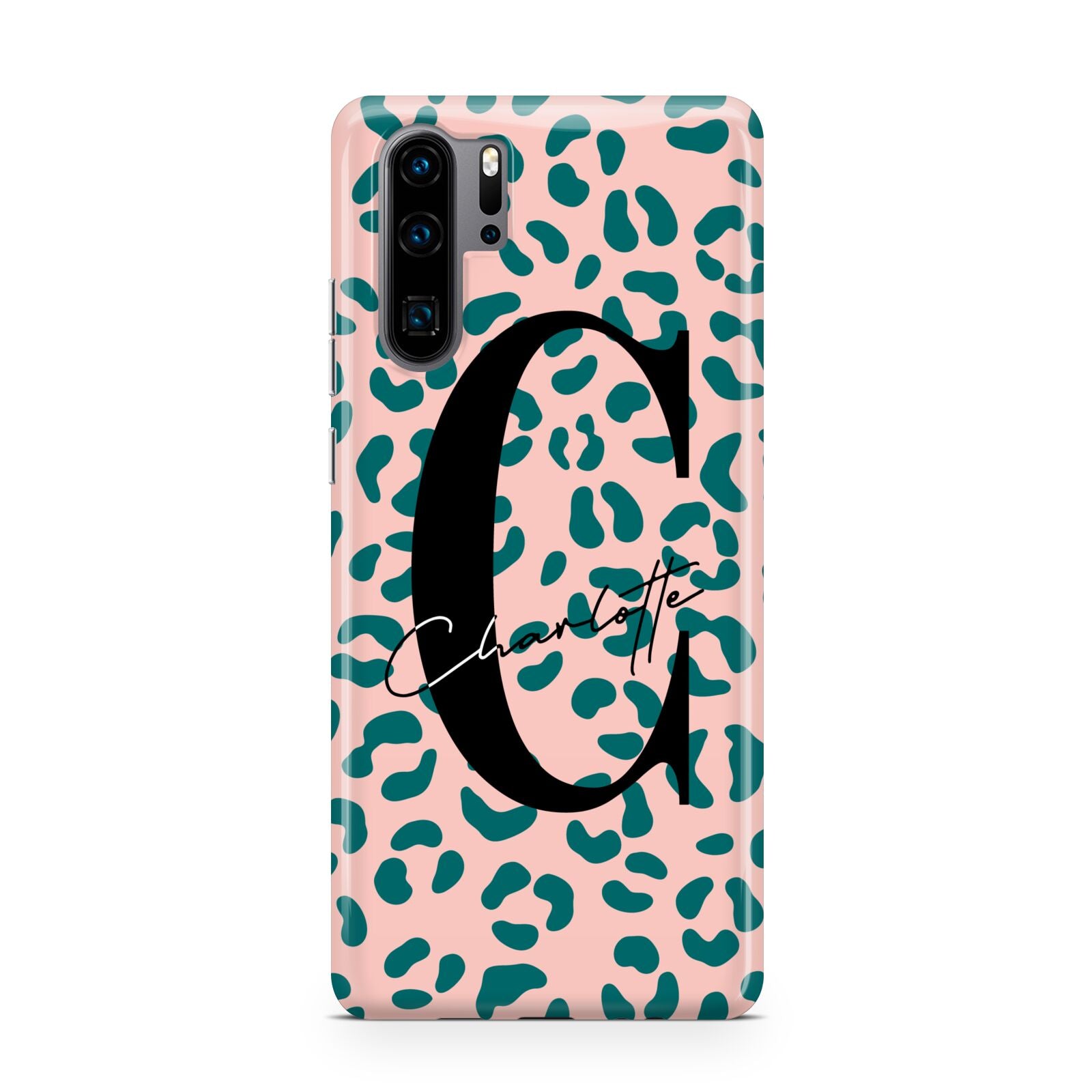 Personalised Leopard Print Pink Green Huawei P30 Pro Phone Case