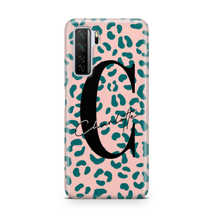 Personalised Leopard Print Pink Green Huawei P40 Lite 5G Phone Case