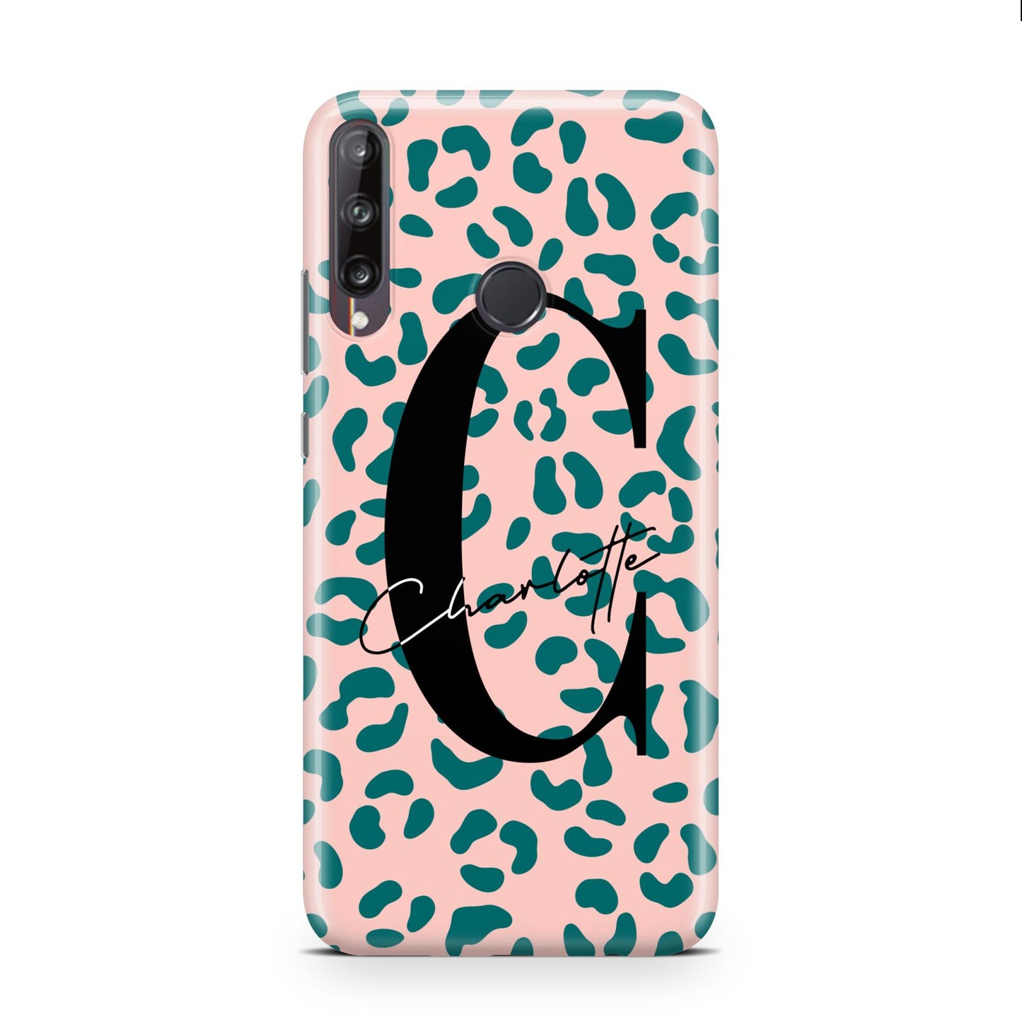 Personalised Leopard Print Pink Green Huawei P40 Lite E Phone Case