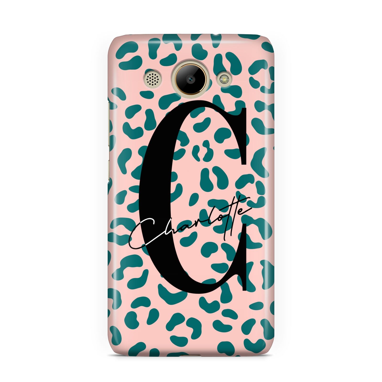 Personalised Leopard Print Pink Green Huawei Y3 2017