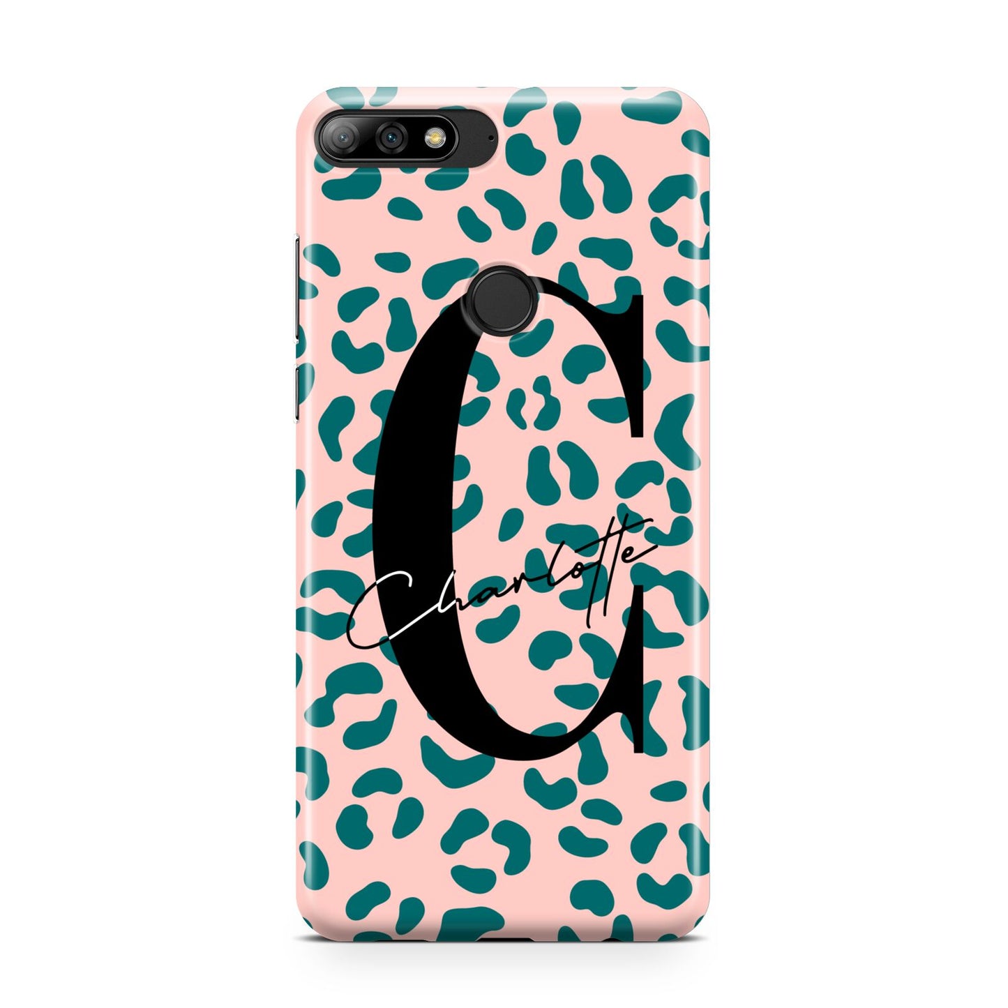 Personalised Leopard Print Pink Green Huawei Y7 2018