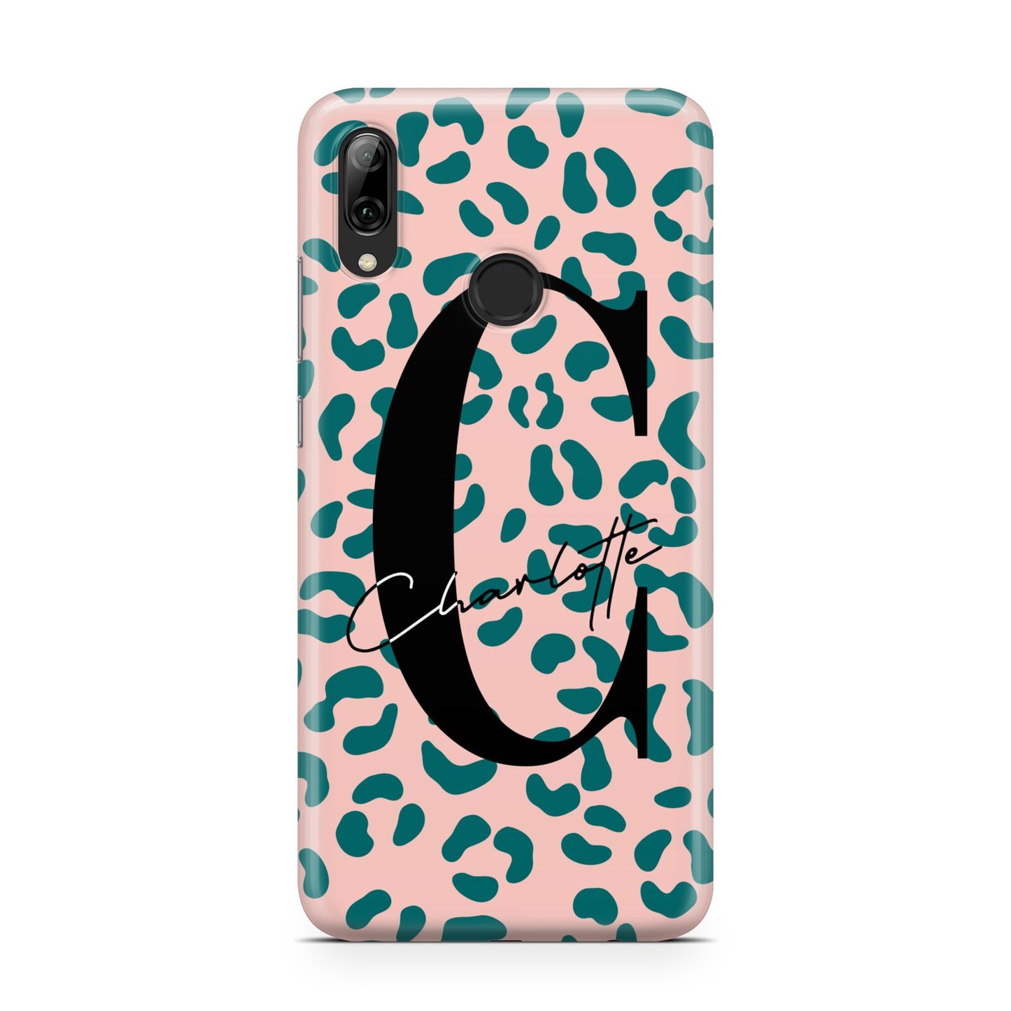 Personalised Leopard Print Pink Green Huawei Y7 2019