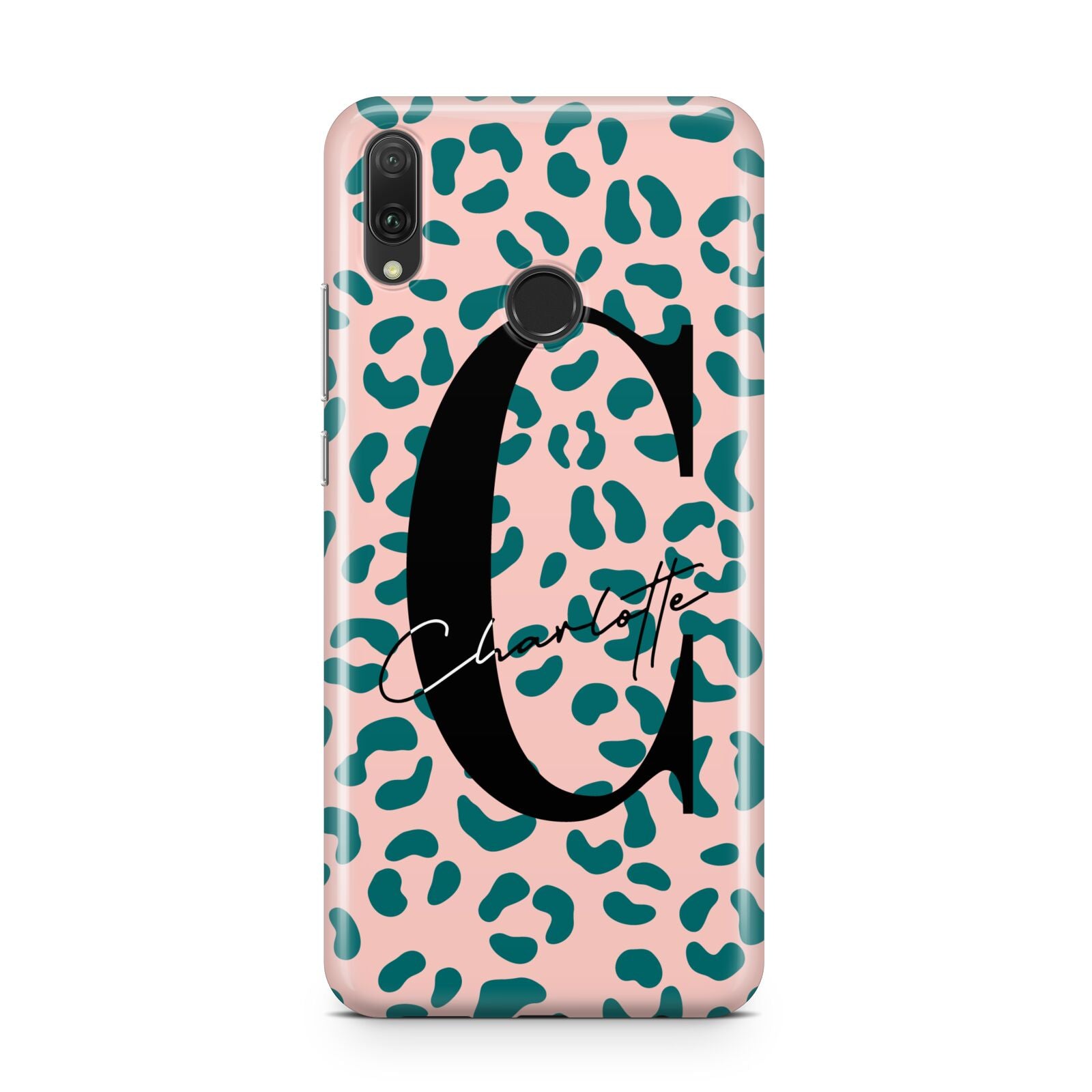 Personalised Leopard Print Pink Green Huawei Y9 2019