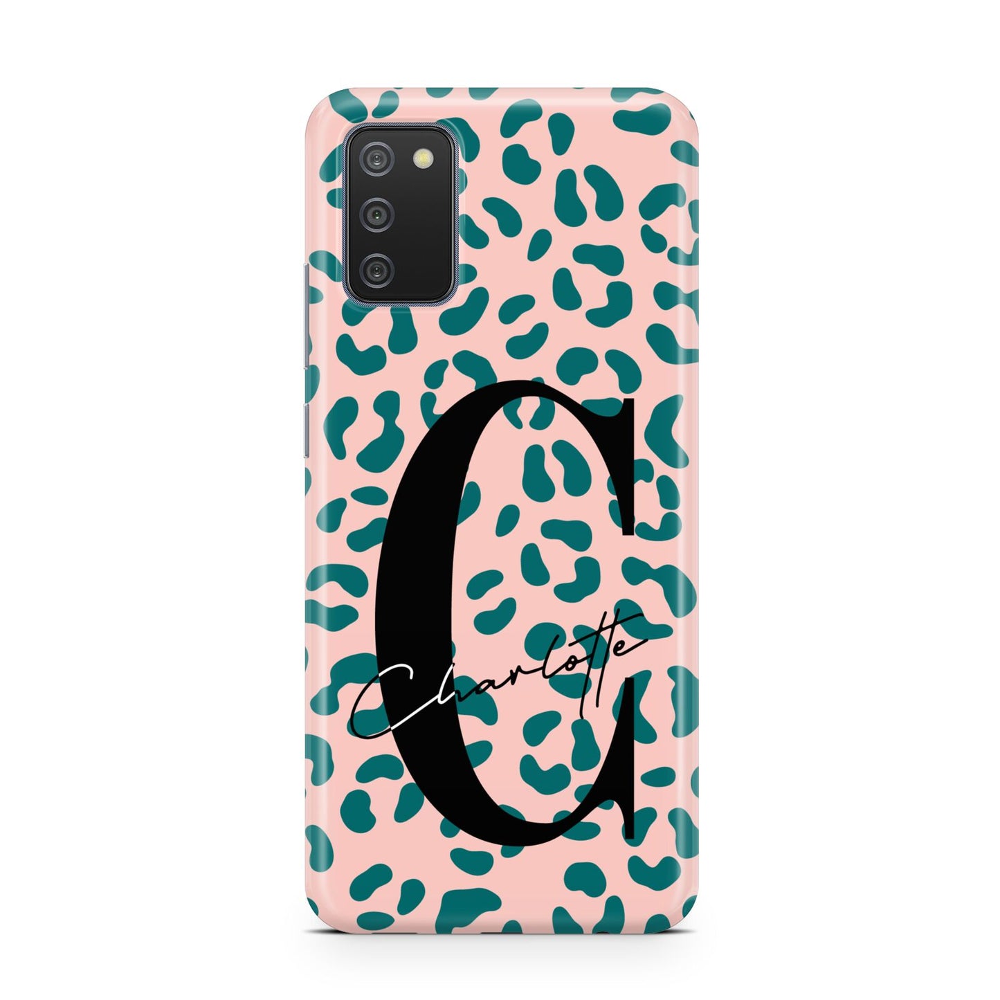 Personalised Leopard Print Pink Green Samsung A02s Case