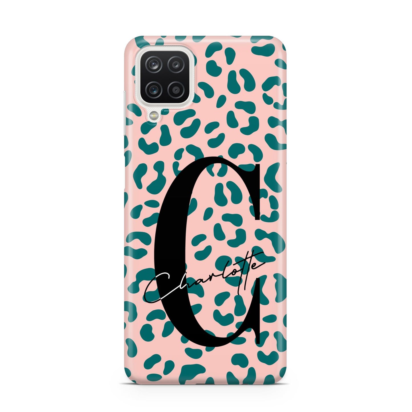 Personalised Leopard Print Pink Green Samsung A12 Case