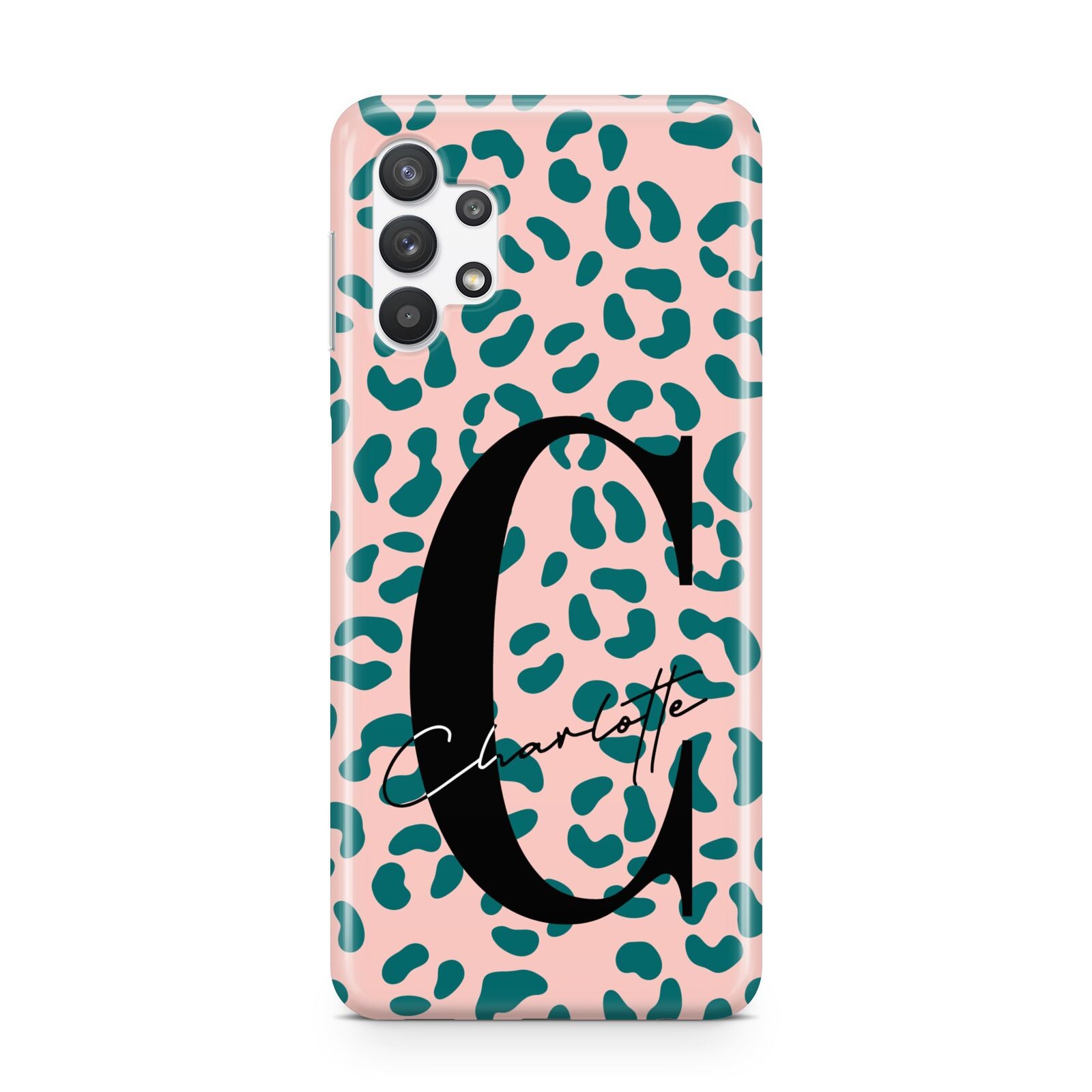 Personalised Leopard Print Pink Green Samsung A32 5G Case