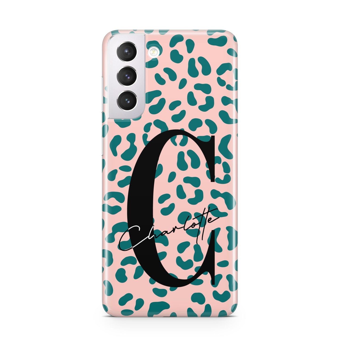 Personalised Leopard Print Pink Green Samsung S21 Case