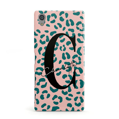 Personalised Leopard Print Pink Green Sony Xperia Case