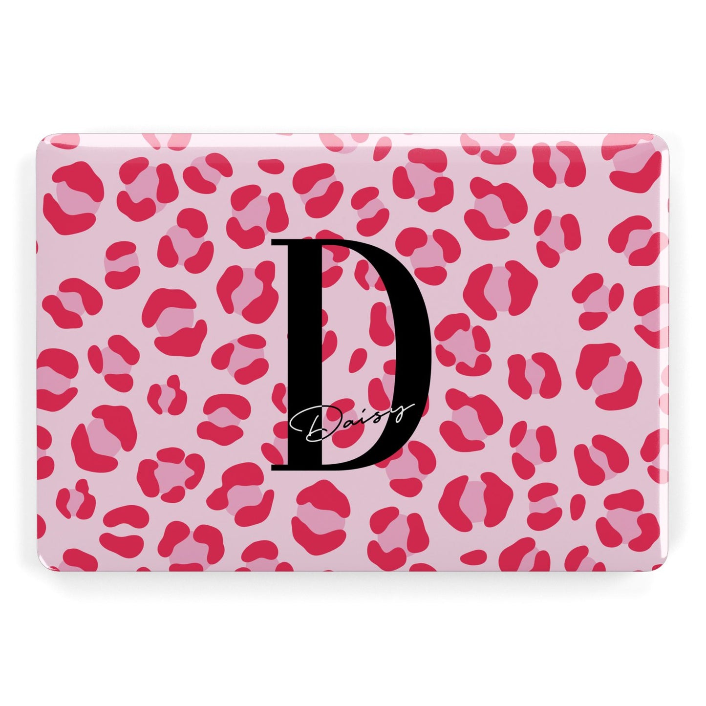 Personalised Leopard Print Pink Red Apple MacBook Case