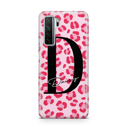 Personalised Leopard Print Pink Red Huawei P40 Lite 5G Phone Case