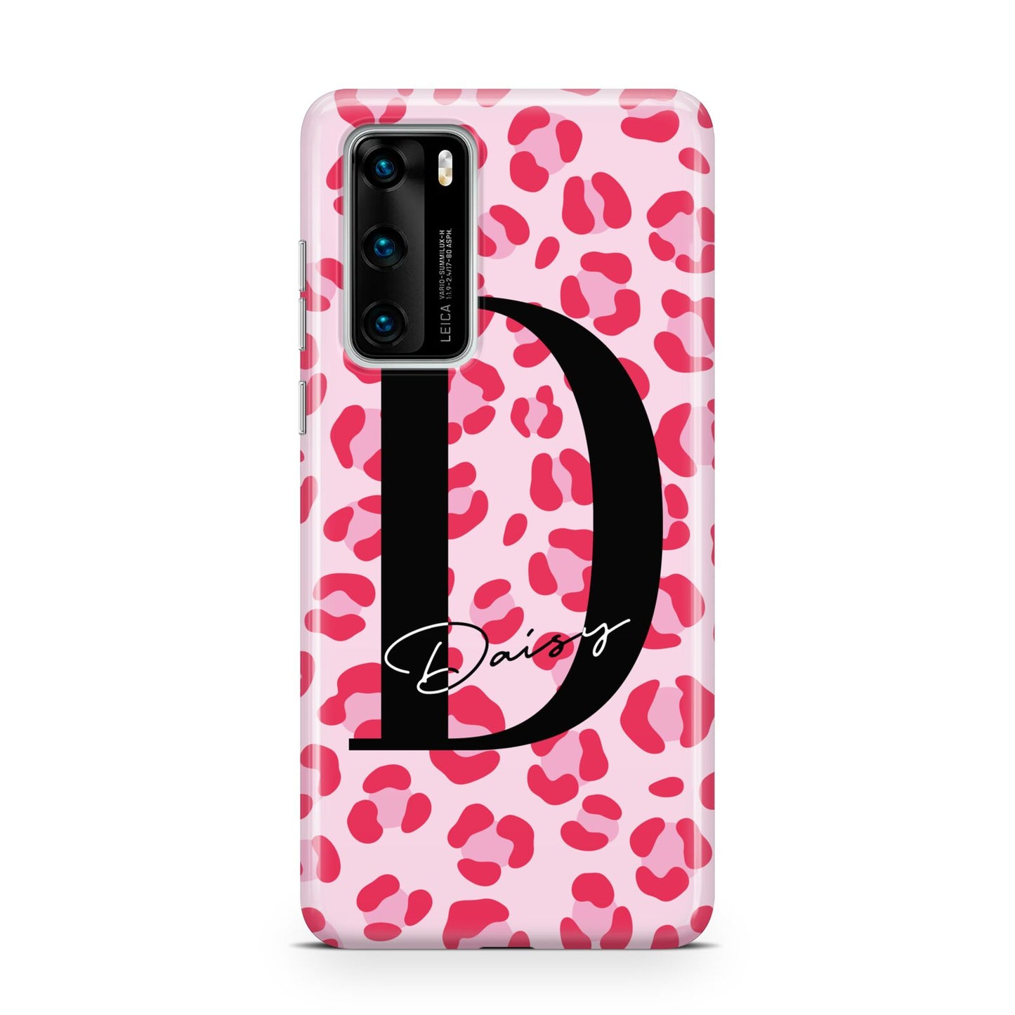 Personalised Leopard Print Pink Red Huawei P40 Phone Case