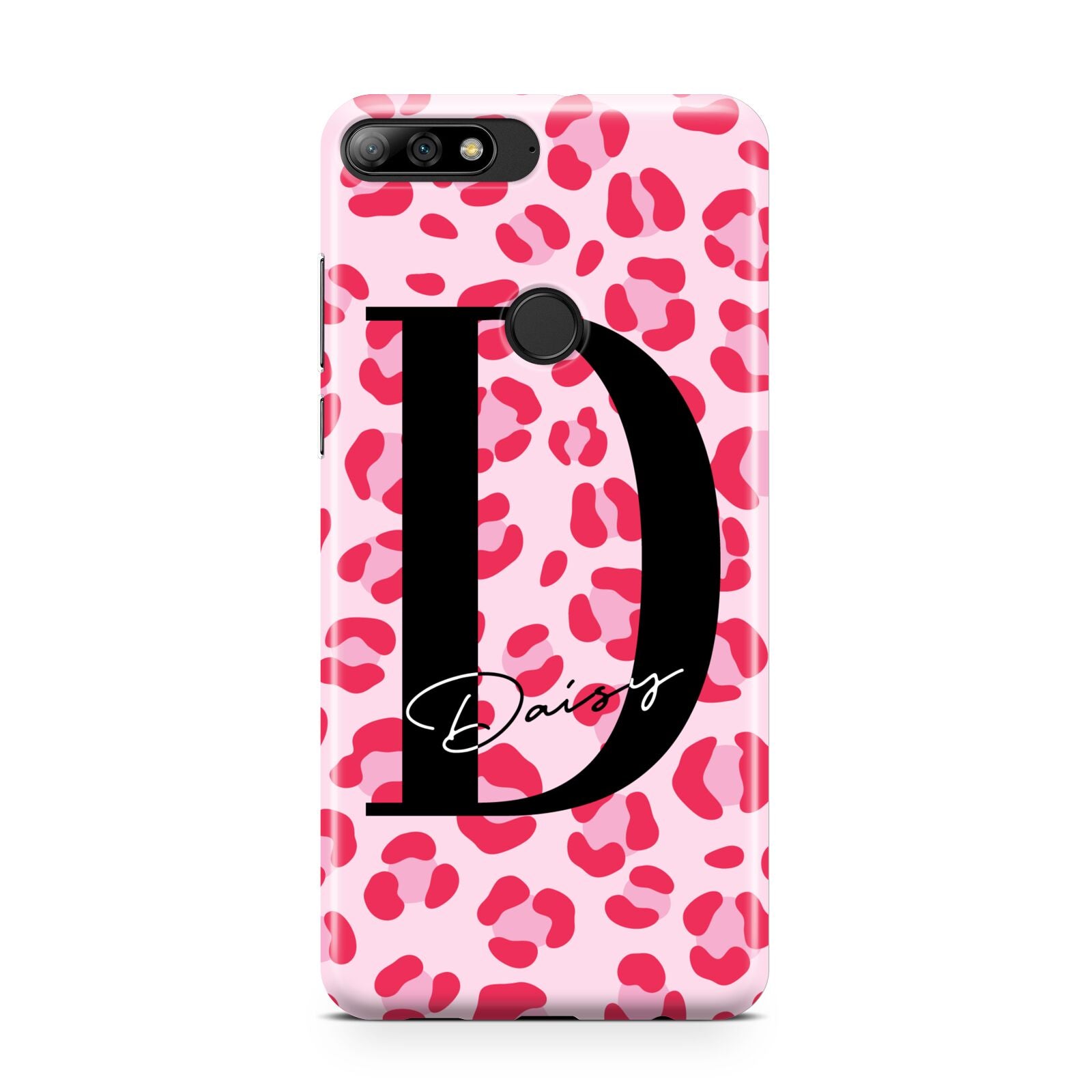 Personalised Leopard Print Pink Red Huawei Y7 2018