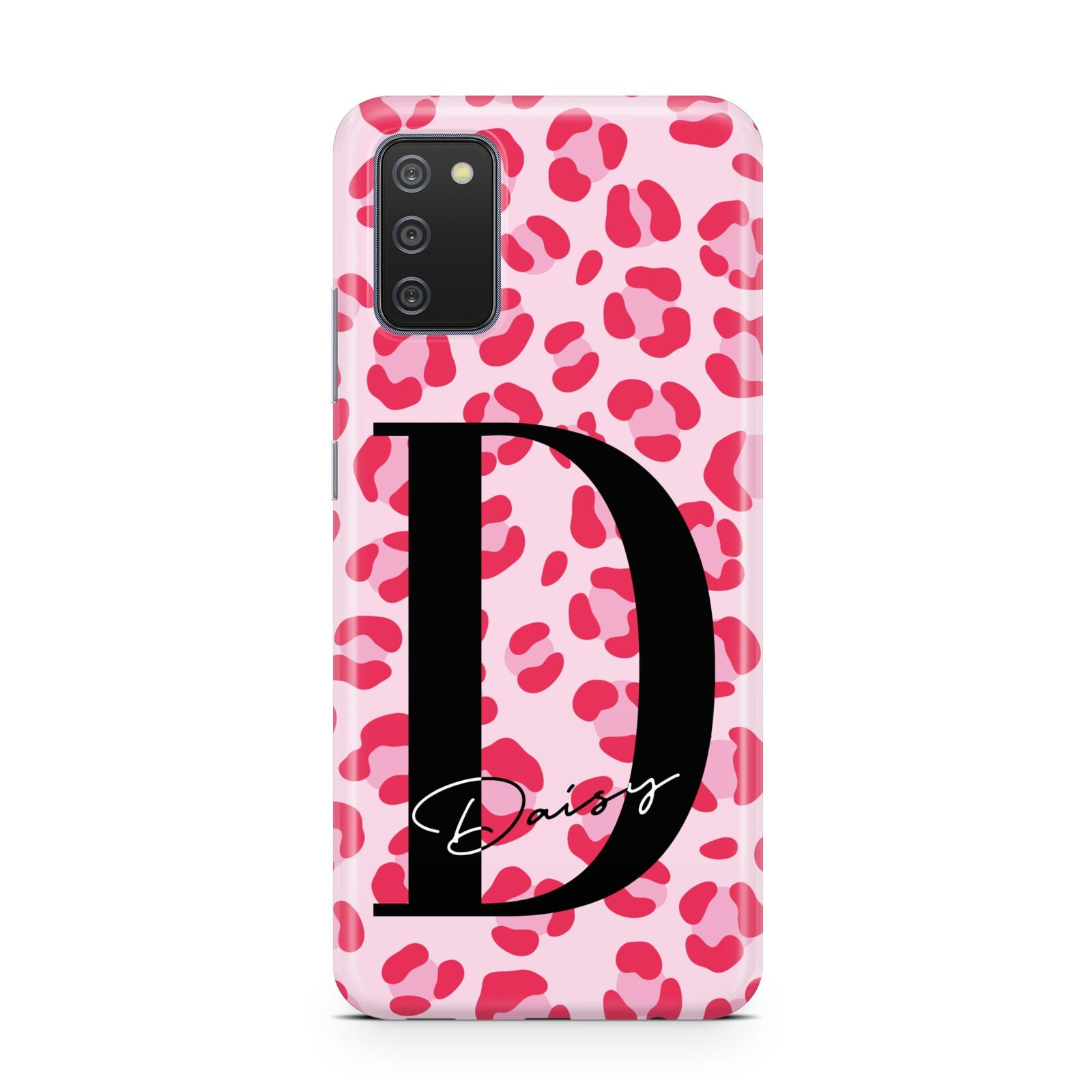 Personalised Leopard Print Pink Red Samsung A02s Case