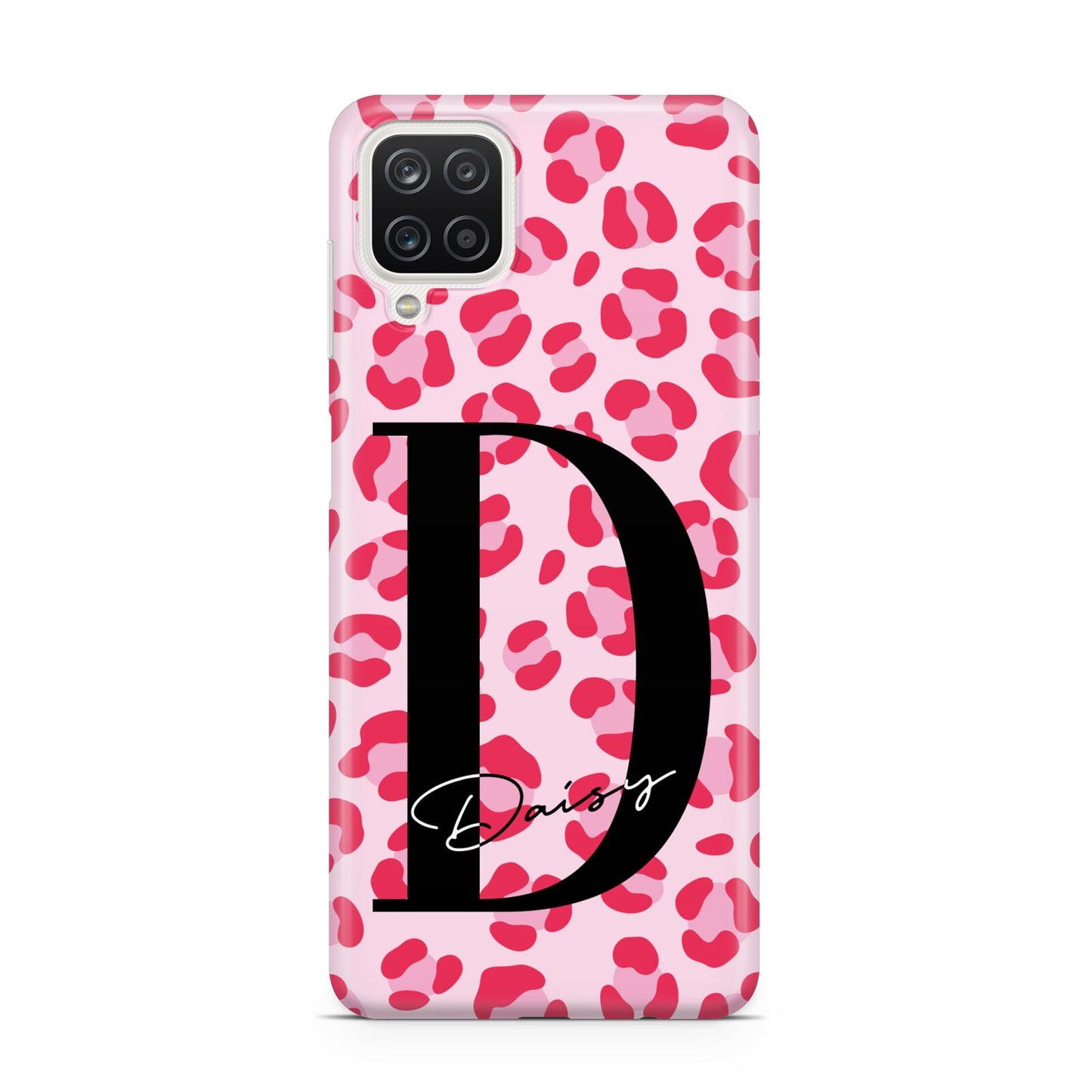 Personalised Leopard Print Pink Red Samsung A12 Case