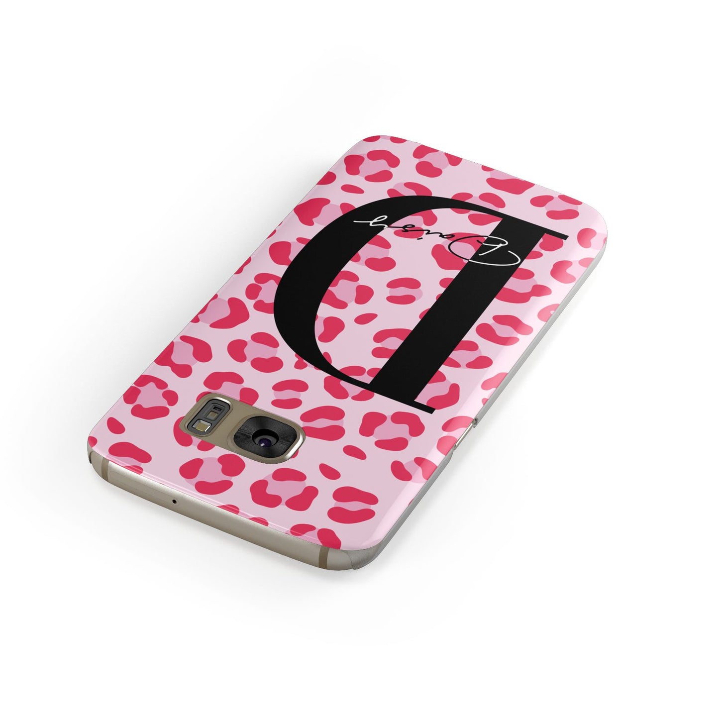 Personalised Leopard Print Pink Red Samsung Galaxy Case Front Close Up