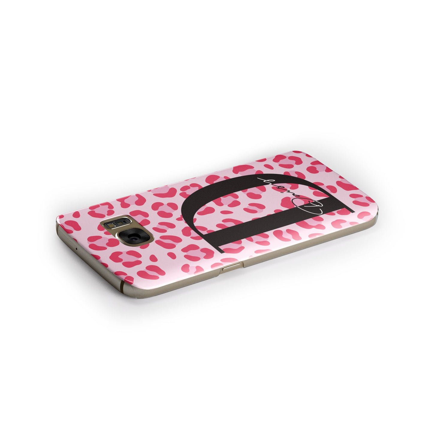 Personalised Leopard Print Pink Red Samsung Galaxy Case Side Close Up