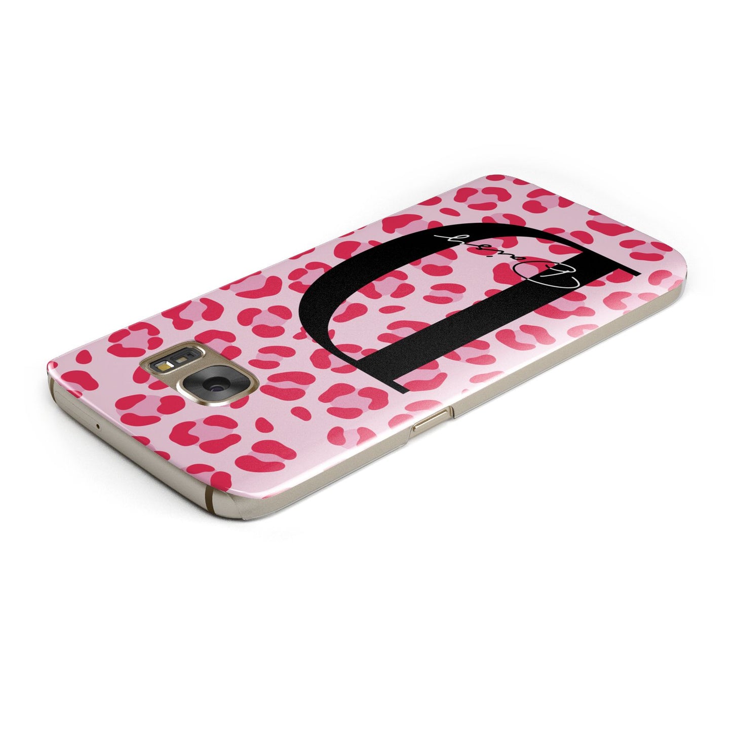 Personalised Leopard Print Pink Red Samsung Galaxy Case Top Cutout