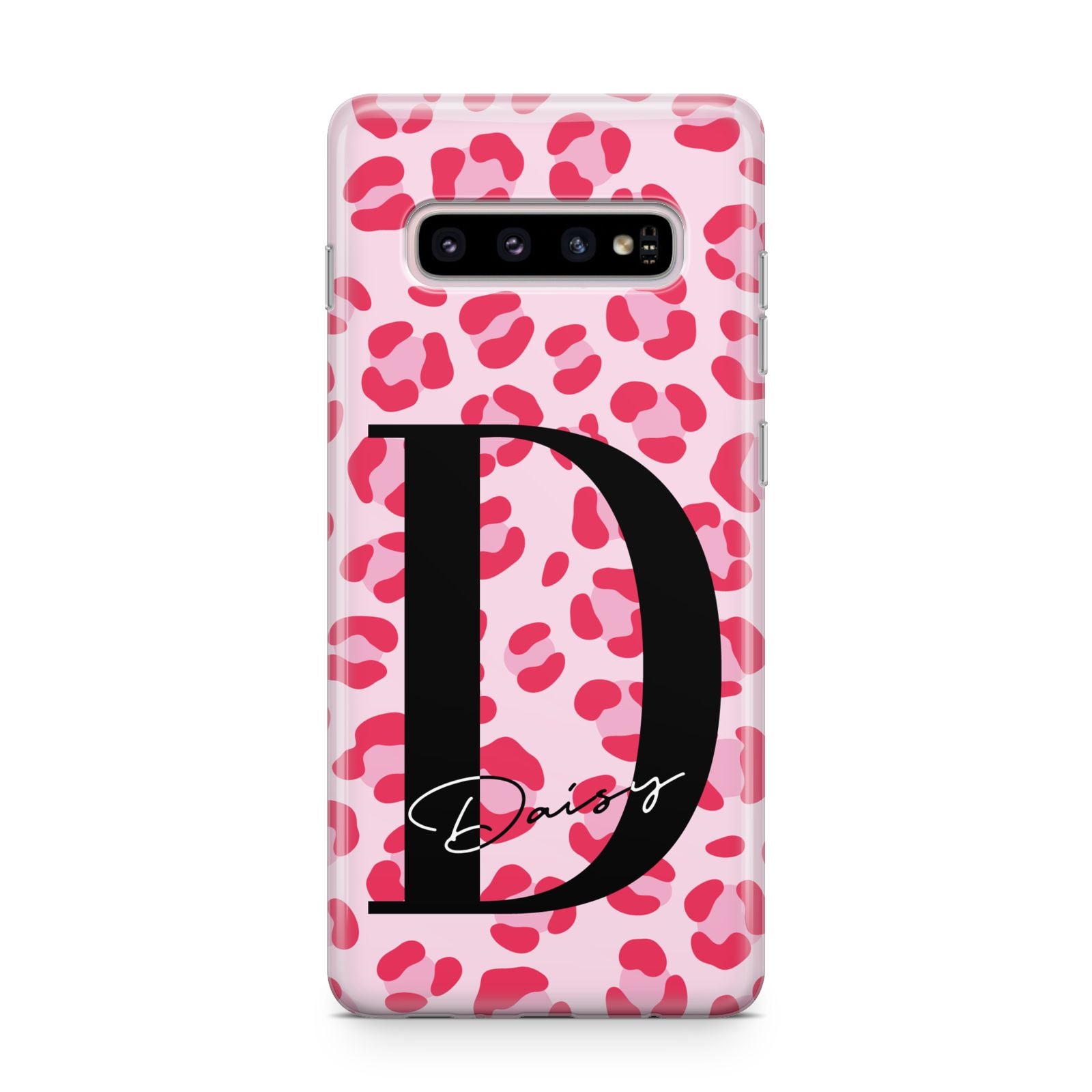 Personalised Leopard Print Pink Red Samsung Galaxy S10 Plus Case