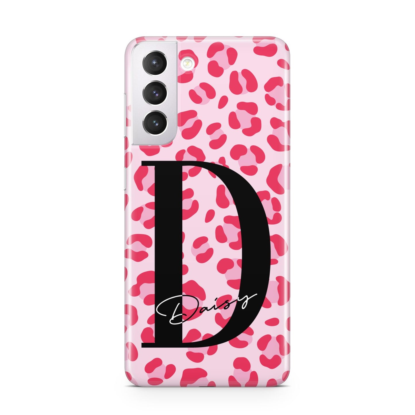 Personalised Leopard Print Pink Red Samsung S21 Case