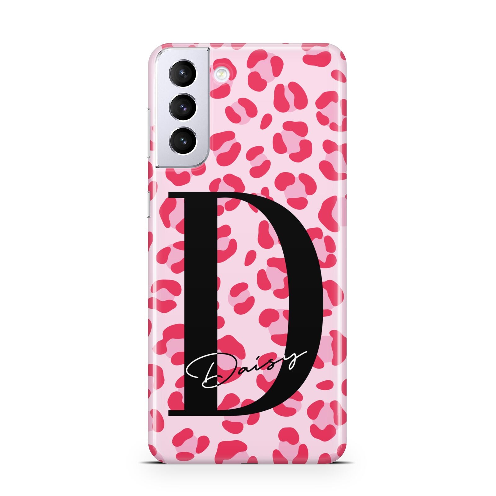 Personalised Leopard Print Pink Red Samsung S21 Plus Case