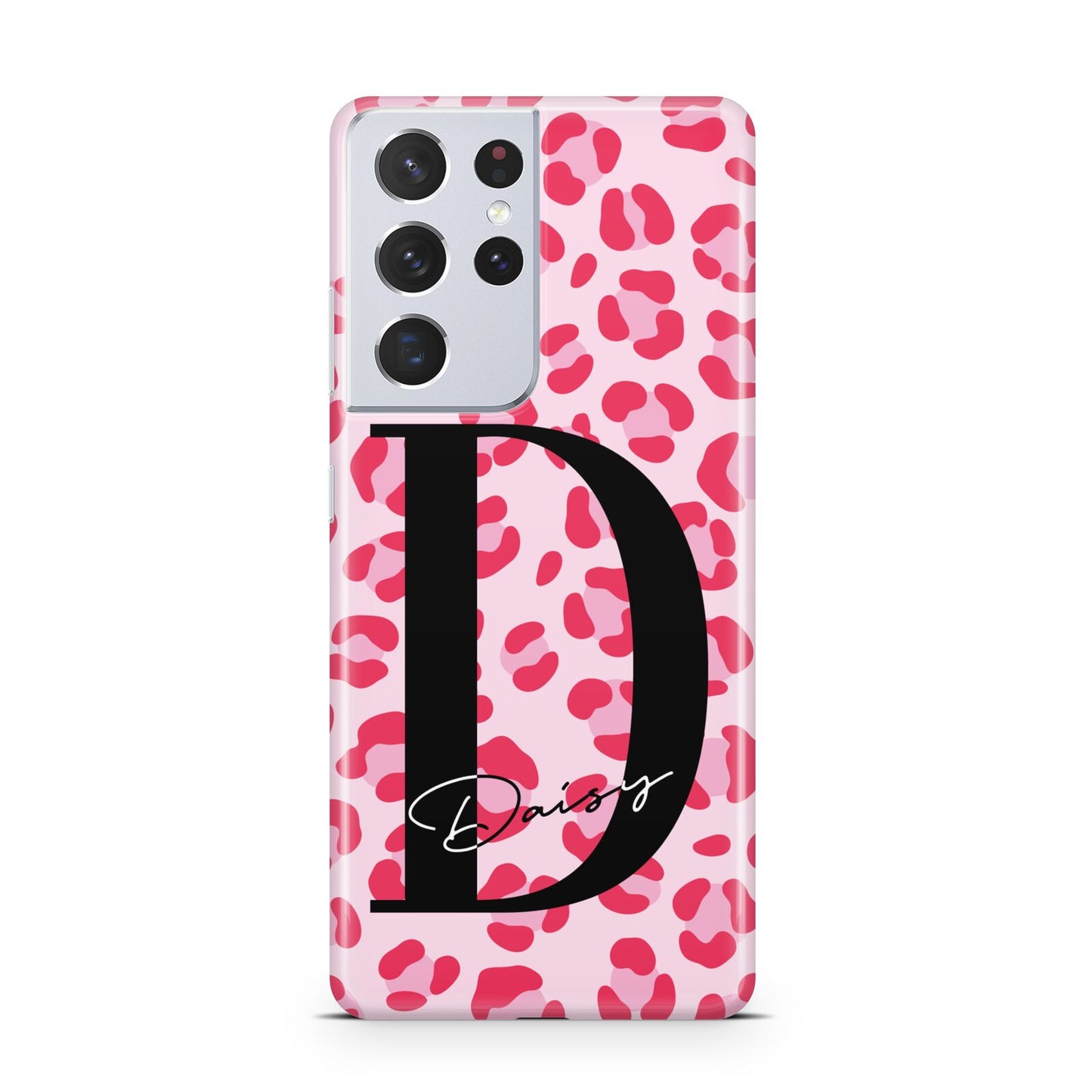 Personalised Leopard Print Pink Red Samsung S21 Ultra Case