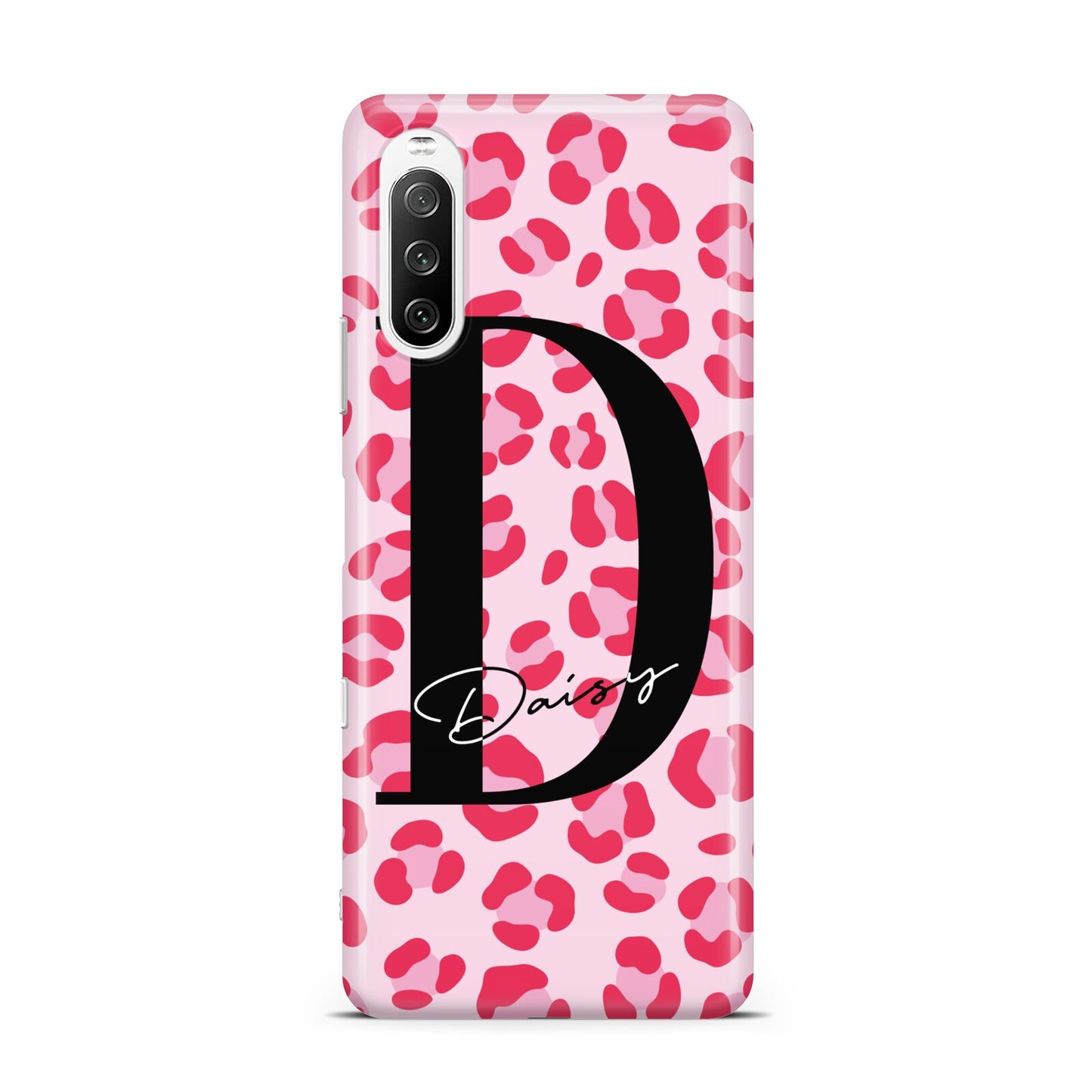 Personalised Leopard Print Pink Red Sony Xperia 10 III Case