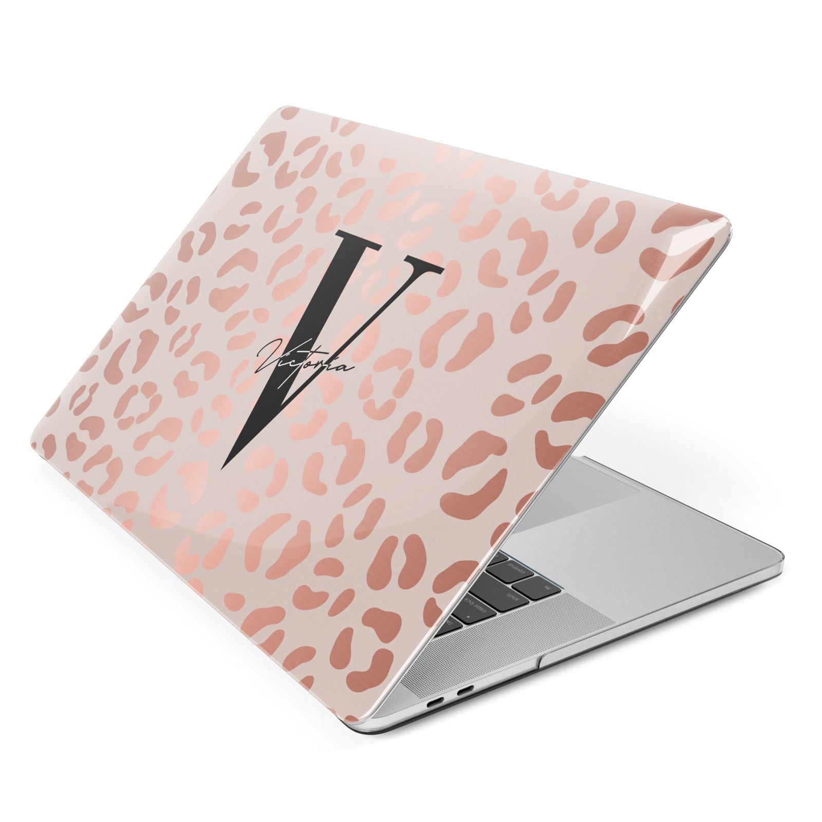 Personalised Leopard Print Rose Gold Macbook Case