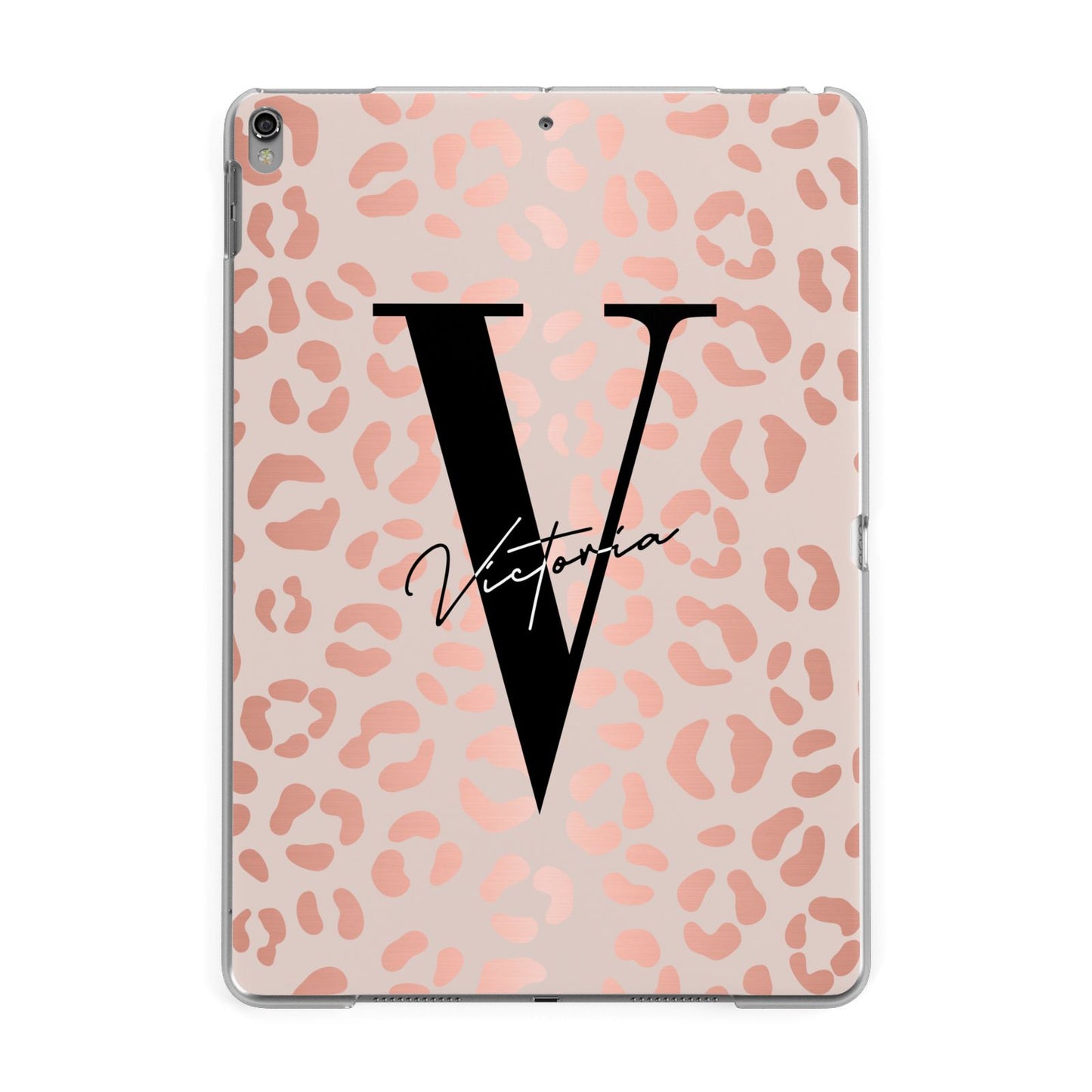 Personalised Leopard Print Rose Gold Apple iPad Grey Case