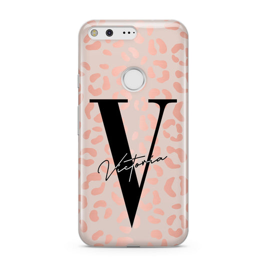 Personalised Leopard Print Rose Gold Google Pixel Case