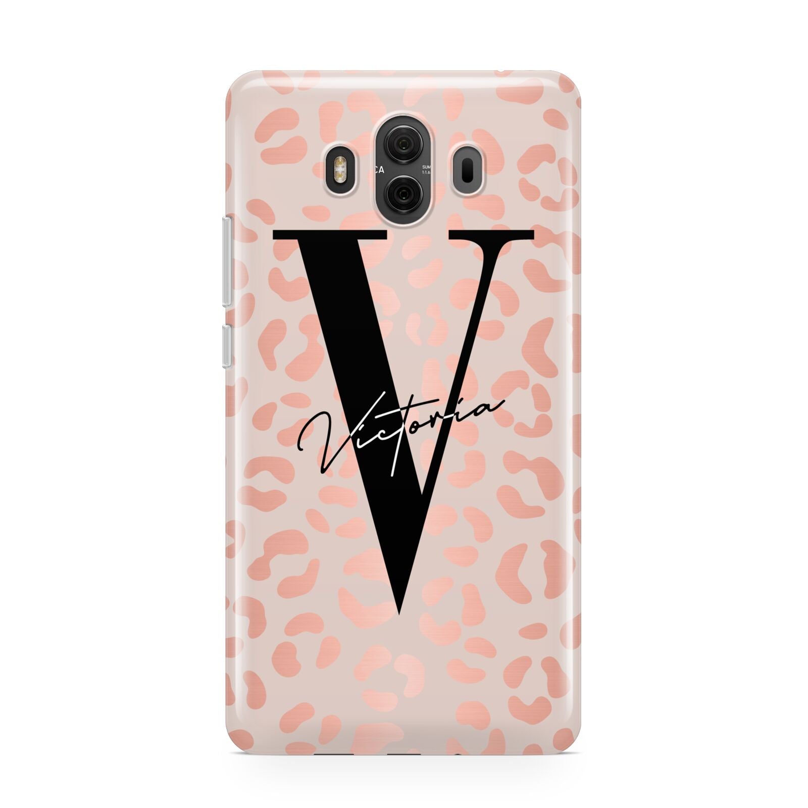 Personalised Leopard Print Rose Gold Huawei Mate 10 Protective Phone Case