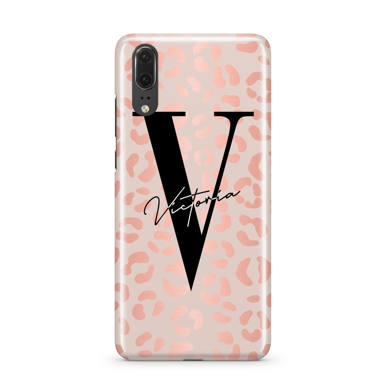 Personalised Leopard Print Rose Gold Huawei P20 Phone Case