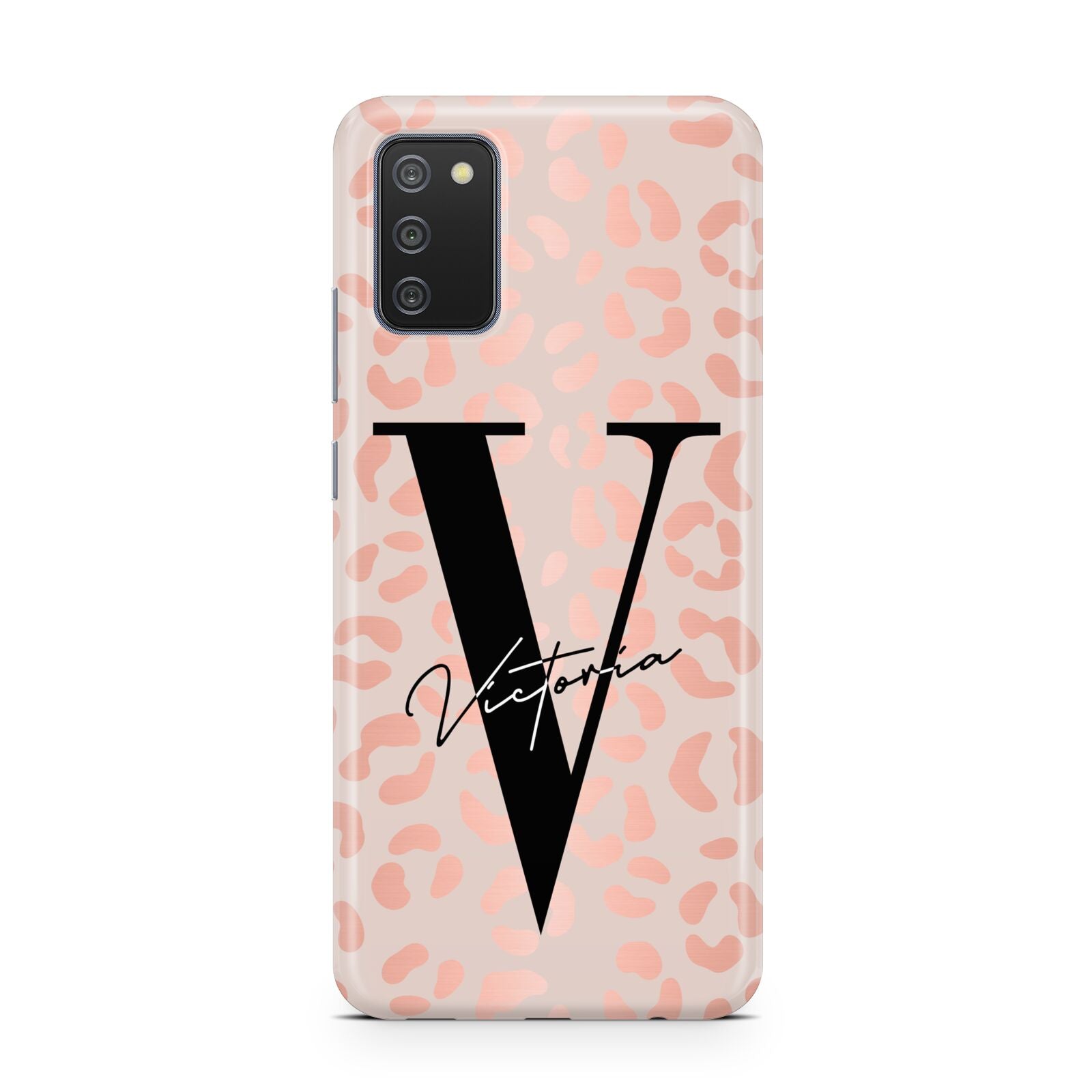 Personalised Leopard Print Rose Gold Samsung A02s Case