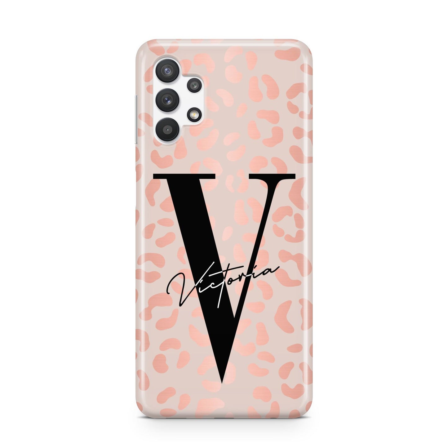 Personalised Leopard Print Rose Gold Samsung A32 5G Case