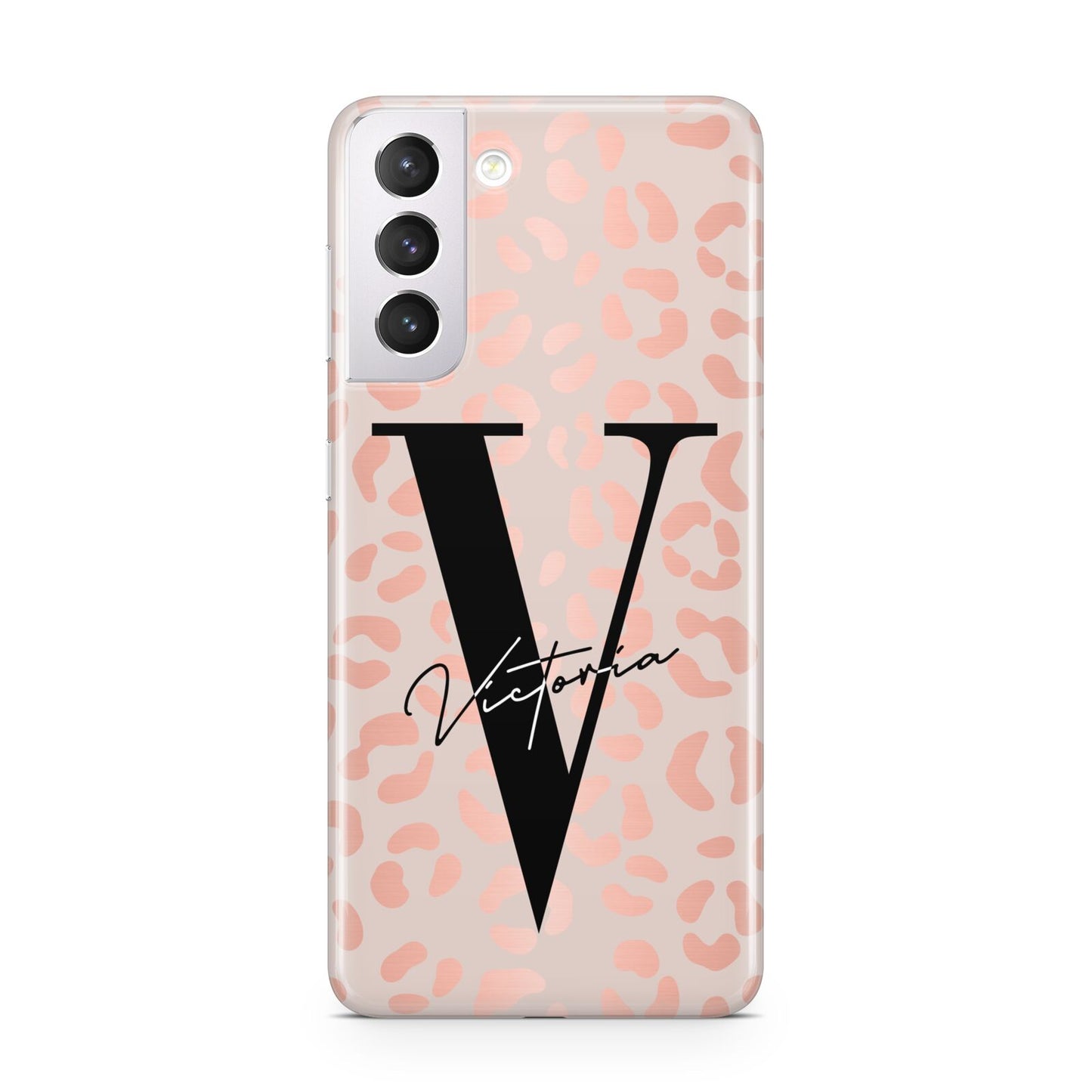 Personalised Leopard Print Rose Gold Samsung S21 Case