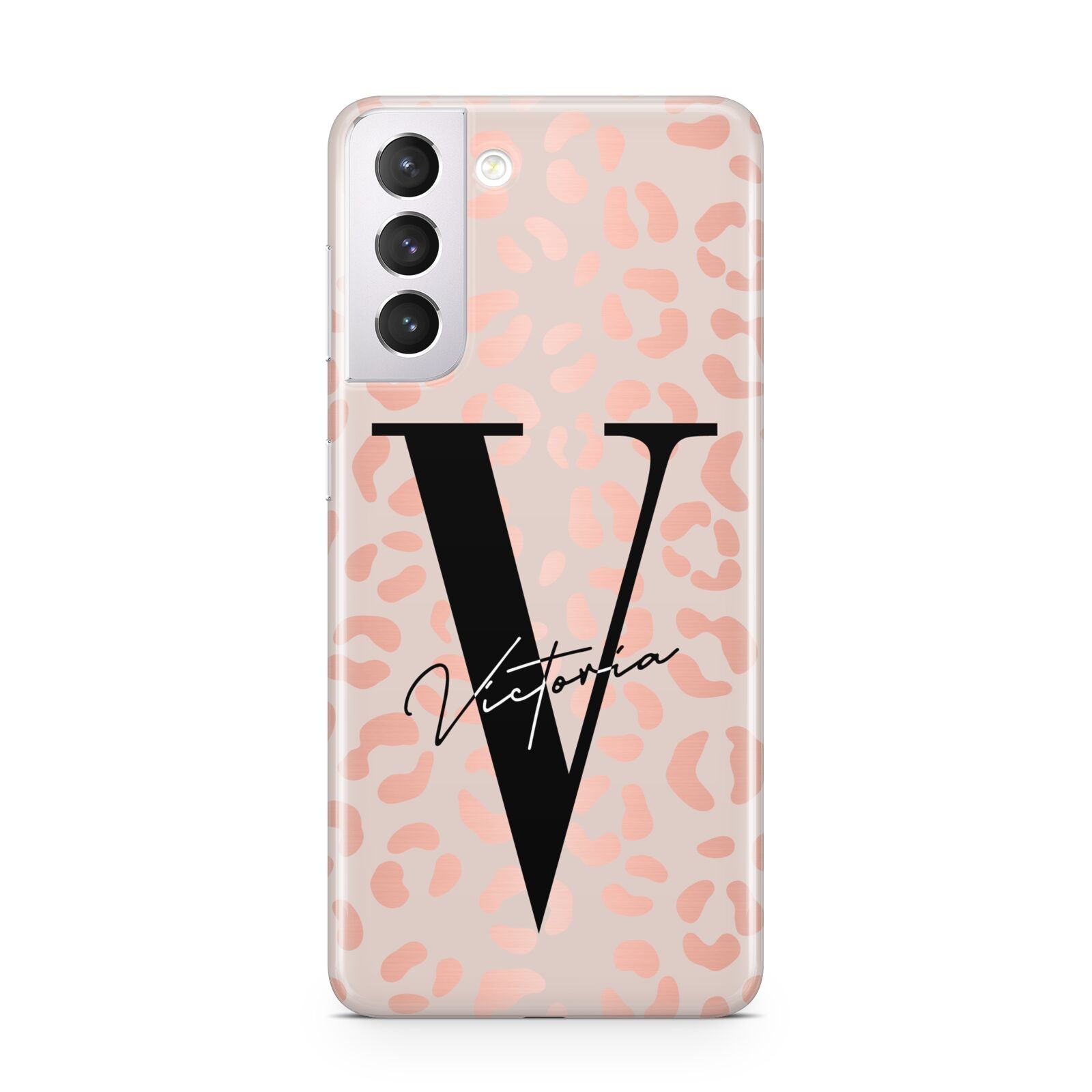 Personalised Leopard Print Rose Gold Samsung S21 Case